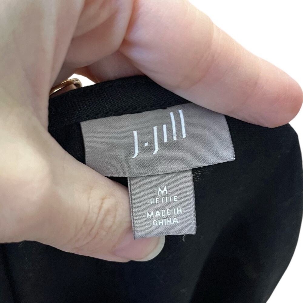 J Jill Linen Shift Dress Medium Petite Black Sleeveless Boho Vacation Casual - Picture 5 of 8